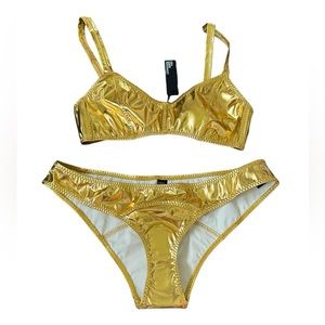 LISA MARIE FERNANDEZ****Gold Bikini Set***Size 2; Med. $398 NWT